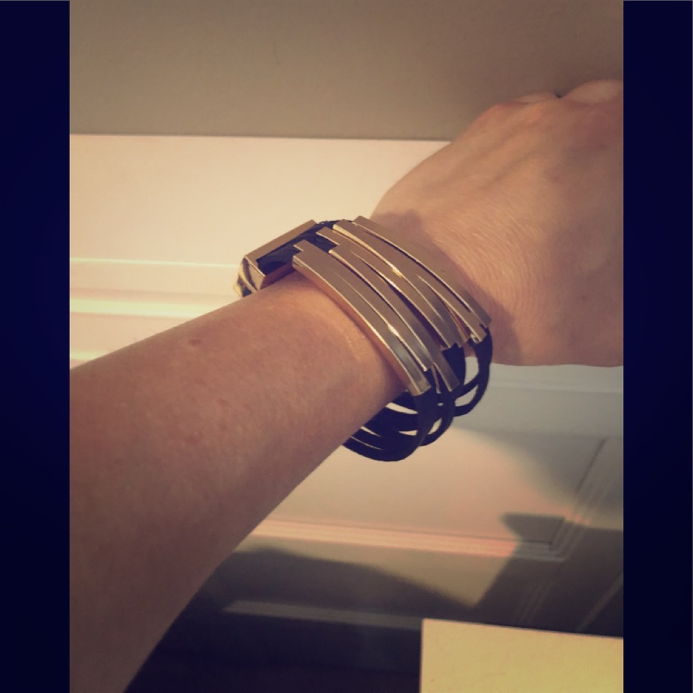 Guess gold-tone and black strand bracelet